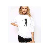 Silhouette Golf Baskılı Beyaz Kadın Sweatshirt