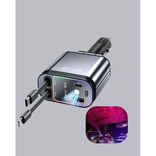 Araç Şarj Cihazı 66w 4 Portlu Hızlı Şarj Ve Led Işıklı