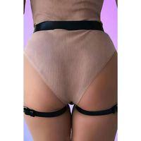 Seksi Deri Siyah Jartiyer Harness