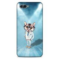 Oppo Rx17 Neo Kılıf FunnyMaX (40) Fit Silikon Kılıf Açık Mavi Kedi