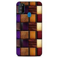 Samsung Galaxy M30s Kılıf Patchwork (13) Silikon Kap Mor Turuncu