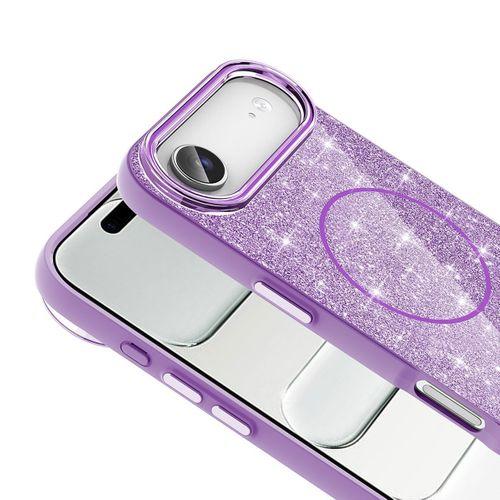 Apple iPhone 17 Air Kılıf M-safe Şarj Özellikli Parlayan Simli Zore Okso Kapak