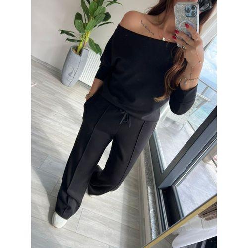 Kadın Uzun Kollu Tek Omuzdan Açık Modal Bluz Ve Pantolon Ikili Takım