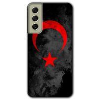 MRCİLETİSİM Samsung Galaxy S21 FE Kılıf Baskılı Kapak - Black Ayyıldız +Tam Ekran Koruyucu
