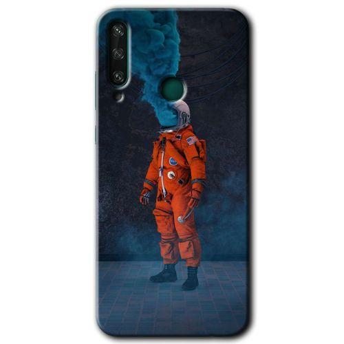 Potkal Hediye Fabrikası Huawei Y6P HD Baskılı Kılıf + 9D Tam Ekran Koruyucu - Smoke Astronot