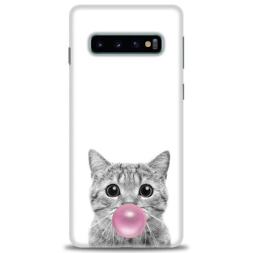 Samsung Galaxy S10 Kılıf HD Baskılı Kılıf - Cat + Tam Ekran Koruyucu