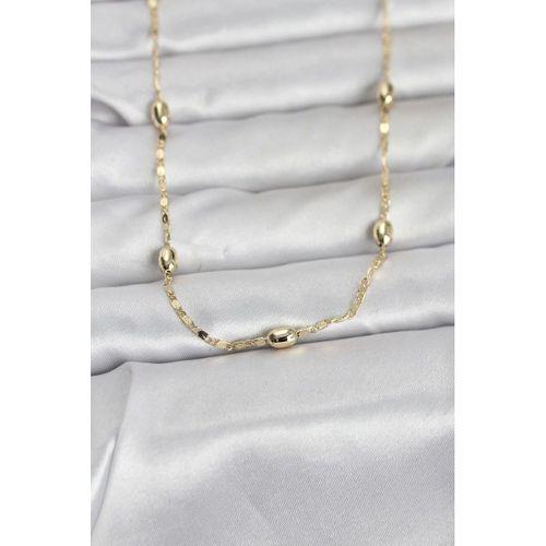 CM 14K Gold Renk Damla Topçuklu Zincir Model 60 cm Kadın Kolye
