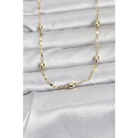 CM 14K Gold Renk Damla Topçuklu Zincir Model 60 cm Kadın Kolye