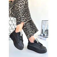 Leope Siyah Cilt Bağcıklı Spor Ayakkabı