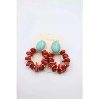 Taşlı Halkalı Küpe - Kırmızı