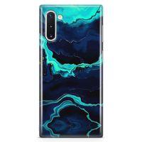Samsung Galaxy Note 10 Kılıf Yeşil Lacivert Mermer Arka Kapak Koruma Desenli Full Koruyucu