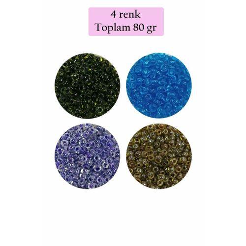 Dökme Cam Kum Boncuk (8/0) 3 mm - 4 Renk - Toplam 80 Gram - BNC425
