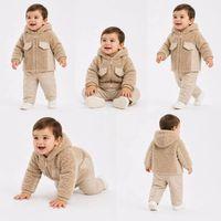 6/24 Ay Deri Detaylı Ceketli Kuzu Bebek Takımı