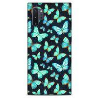 Samsung Galaxy Note 10 Plus Kılıf Kelebek Etkisi (12) Koruyucu Silikon Beyaz Mavi