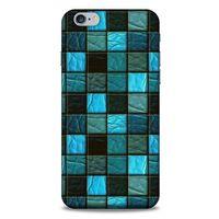 Apple Iphone 6S Plus Kılıf Patchwork (27) Tasarımlı Kılıf Turkuaz Siyah