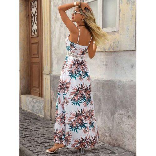 Kadın Ip Askılı V Yakalı Beli Dantelli Uzun Süprem Elbise