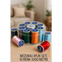 Zhltools Dikiş İpliği Seti - 10 Renk 1000 Mt Kutulu Mezuralı Dikiş Seti