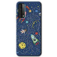 Huawei P Smart 2021 Kılıf Baskılı Kapak - Kedi Galaksi +Tam Ekran Koruyucu