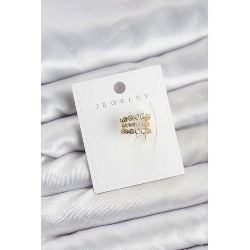 Gold Renk Zirkon Taşlı Pirinç Kıkırdak Earcuff Küpe