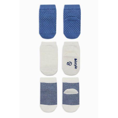 Bistyle Bistyle Puanlı Kaymaz Penye Soket Çorap 3'Lü BS10108 İndigo