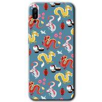 Potkal Hediye Fabrikası Huawei Y6 2019 HD Baskılı Kılıf + 9D Tam Ekran Koruyucu - Funky Dragon