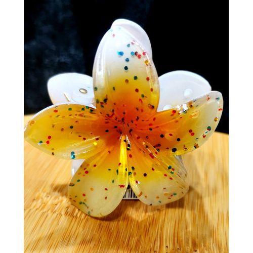 Monalisa Home Lüks Figürlü Parıltılı Küçük Sarı Lotus Toka