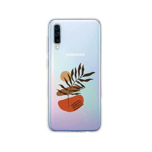 Samsung A50 Floral Art Desenli Premium Şeffaf Silikon Kılıf