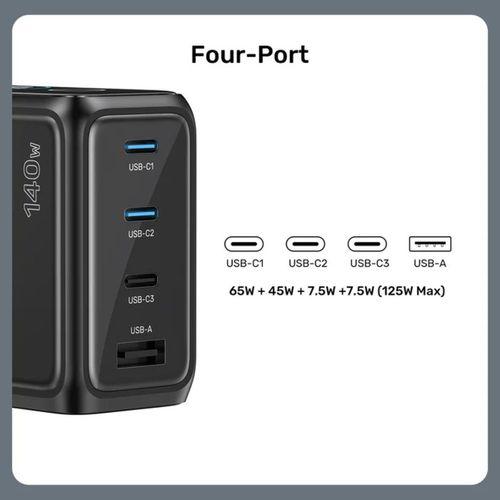 UNITEK REXO 140W 4 PORTLU AKILLI EKRANLI GAN SARJ CİHAZI (P1132ABK01-EU)