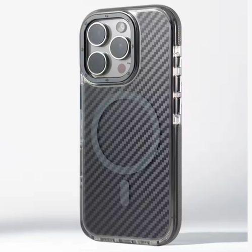 iPhone 15 Pro Max – Kutulu Karbon Fiber MagSafe Uyumlu Kılıfı Wireless Şarj Özellikli