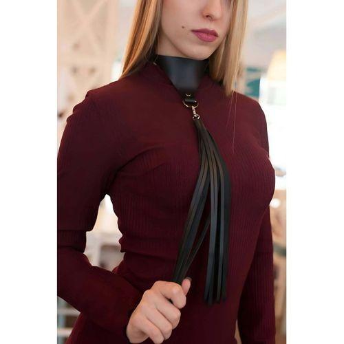 Püsküllü Şık Deri Choker Tasma Boyun Aksesuar