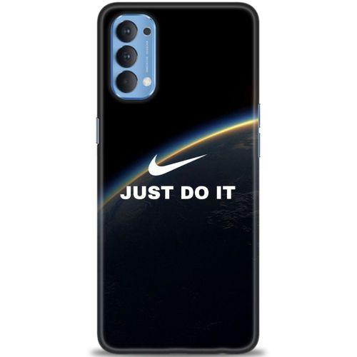 Oppo Reno 4 Kılıf HD Baskılı Kılıf - Nike Dünya + Tam Ekran Koruyucu