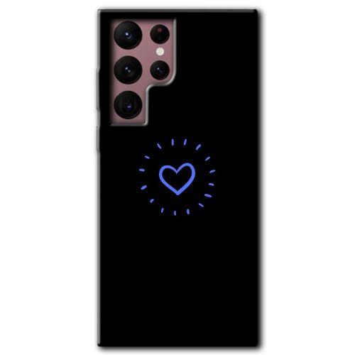 MRCİLETİSİM Samsung Galaxy S22 Ultra Kılıf HD Desen Baskılı Arka Kapak + Temperli Cam - Heart Strokes