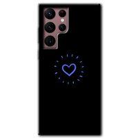 MRCİLETİSİM Samsung Galaxy S22 Ultra Kılıf HD Desen Baskılı Arka Kapak + Temperli Cam - Heart Strokes