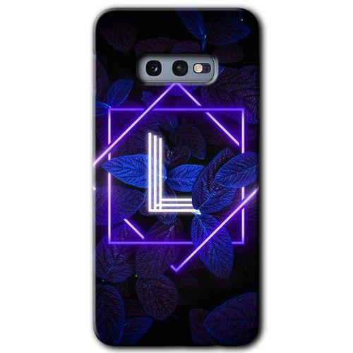 Samsung Galaxy S10e HD Baskılı Kılıf + 9D Tam Ekran Koruyucu - Dark Neon Yaprak L Harfi