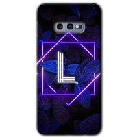 Samsung Galaxy S10e HD Baskılı Kılıf + 9D Tam Ekran Koruyucu - Dark Neon Yaprak L Harfi