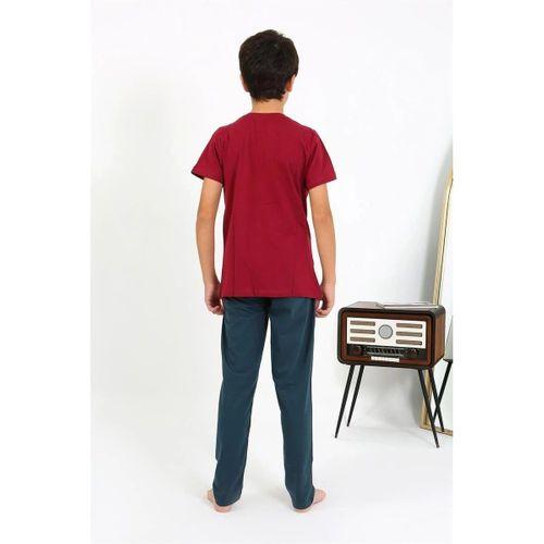 Erkek Çocuk Kısa Kol Penye Pijama Takım Bordo