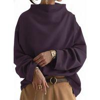 Kadın Uzun Kollu Geniş Balıkçı Yaka Modal Mürdüm Bluz