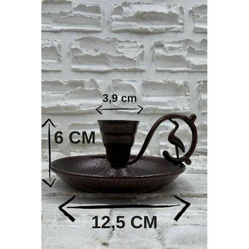 Metal Nostalji Mumluk & El Şamdanı Kendinden Iğneli Mum Hediyeli Acı Kahve Oksit Kulp Turna2623-3