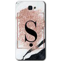 Galaxy J7 Prime 2 Kılıf HD Desen Baskılı Arka Kapak - Pembe Mermer Desenli Ş Harfi