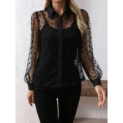 Kadın Uzun Kollu Yakalı şeffaf Tül Detaylı Ve Viskon Atlet Ikili Takım