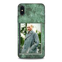Apple Iphone X Kılıf Atatürk (20) Koruyucu Kılıf Yeşil Mermer