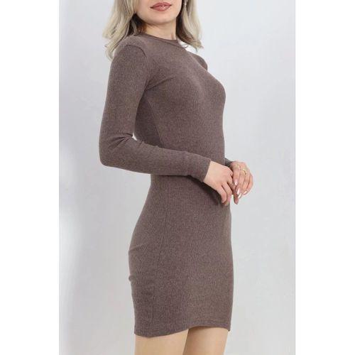 pilelistore Kaşkorse Yırtmaçsız Elbise Kahve