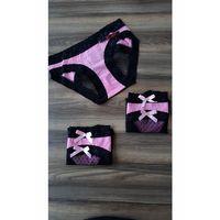 Dantelli Tüllü Pudra Pembesi 3 Lü Külot