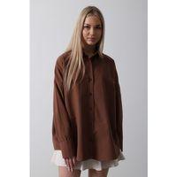 Geniş Manşet Detaylı Gömlek - Kahve