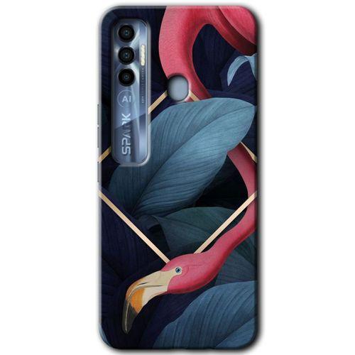 Potkal Hediye Fabrikası Tecno Spark 7 Pro Kılıf HD Desen Baskılı Arka Kapak - Flamingo Yaprak
