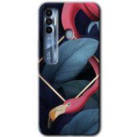 Potkal Hediye Fabrikası Tecno Spark 7 Pro Kılıf HD Desen Baskılı Arka Kapak - Flamingo Yaprak