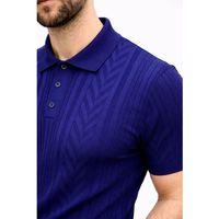 Erkek Yazlık Triko Tişört Kısa Kol Polo Yaka Düğmeli T-Shirt - Lacivert