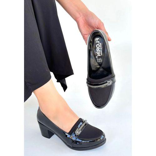 Yoer Siyah Rugan Dolgu Topuk Ayakkabı