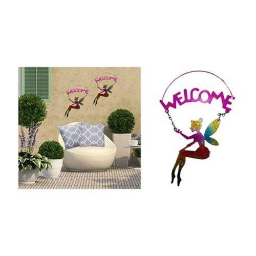 2 Adet Balkon Ve Bahçe Hoşgeldiniz Tabelası,Melek Figürlü Pembe 30X18X0,5Cm  Duvar Süsü Balkon,Bahçe Ve Oda Dekor  Hoşgeldiniz Tablo,Tabela