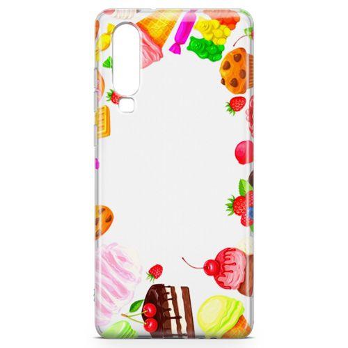 Huawei P30 Kılıf Dondurma Pasta Arka Kapak Koruma Desenli Full Koruyucu